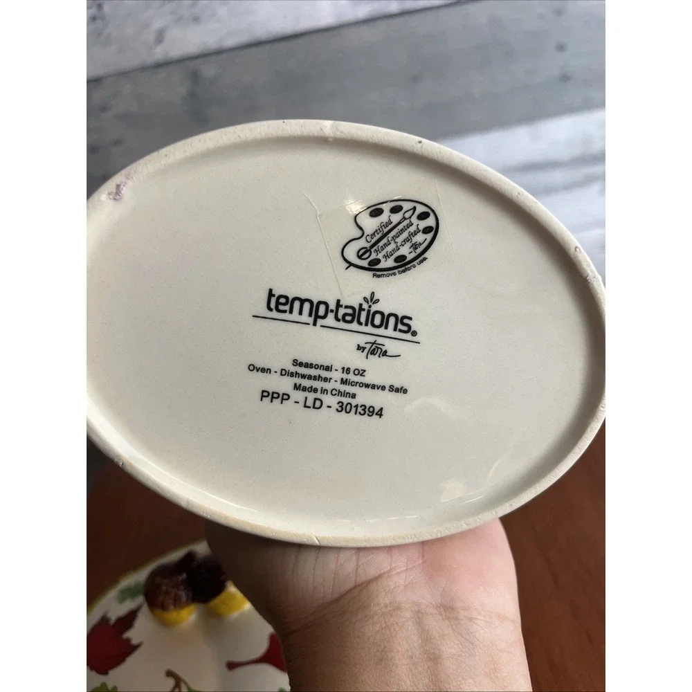 Temptations by Tara Fall Harvest Stoneware Bowl with Lid New 16 oz Ppp-LD-301394